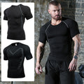 Men Short Sleeve Compression T-Shirt Quick Drying Gym Sports